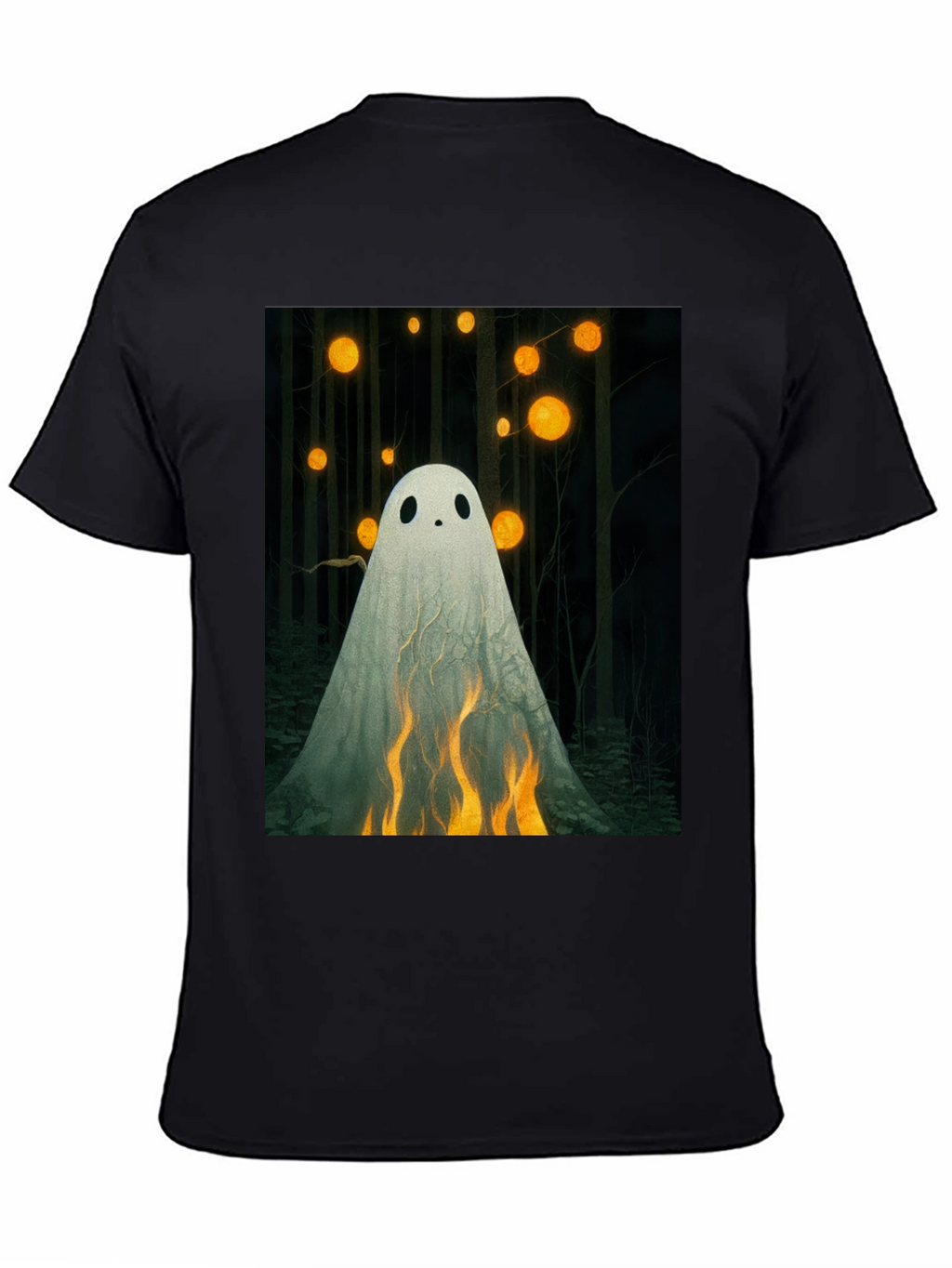 Ghostly Flames Graphic Tee - Halloween Shirt