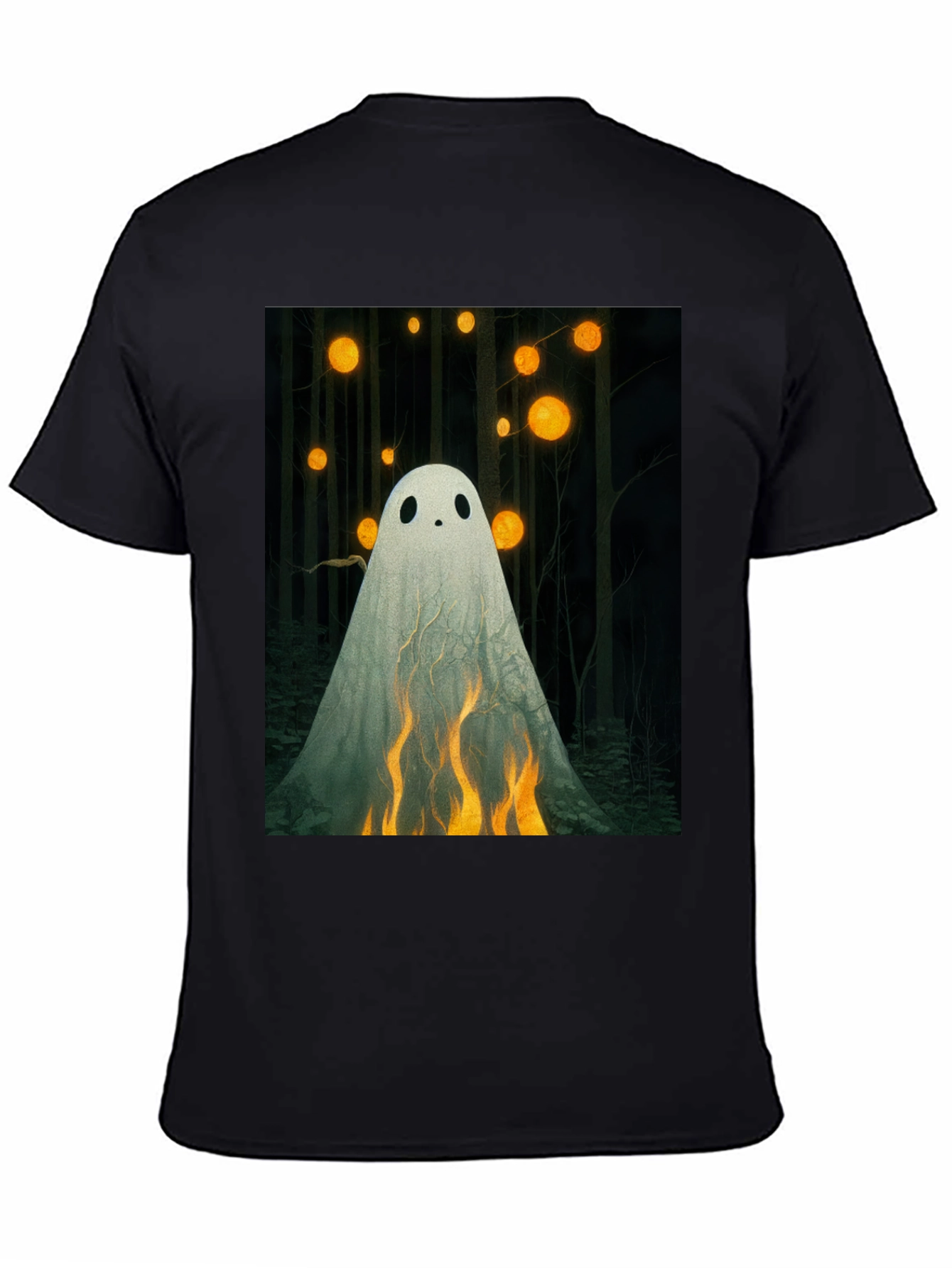 Ghostly Flames Graphic Tee - Halloween Shirt
