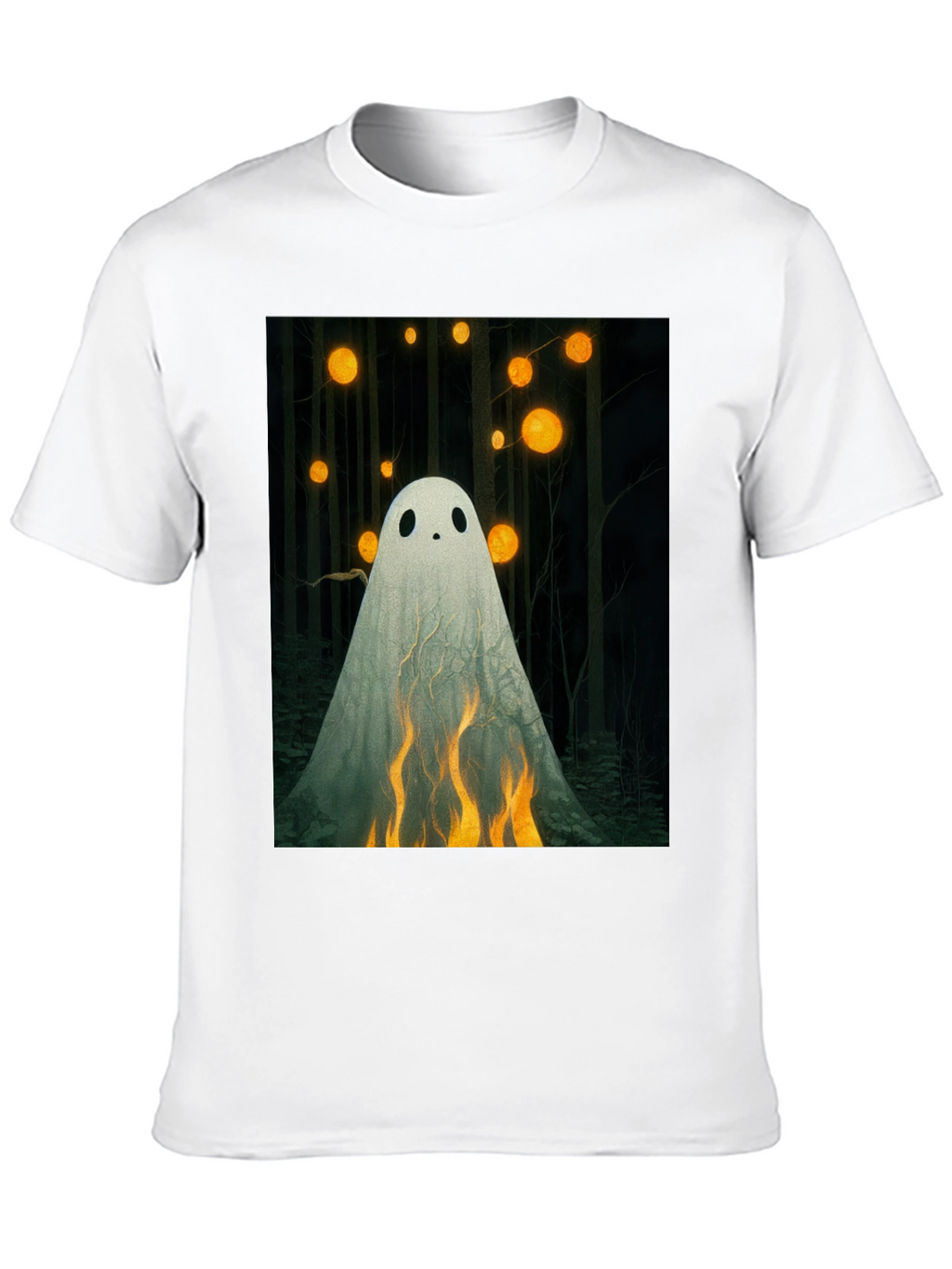 Ghostly Flames Graphic Tee - Halloween Shirt