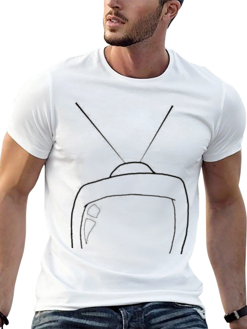 Retro TV Graphic Tee - Black Cotton Blend