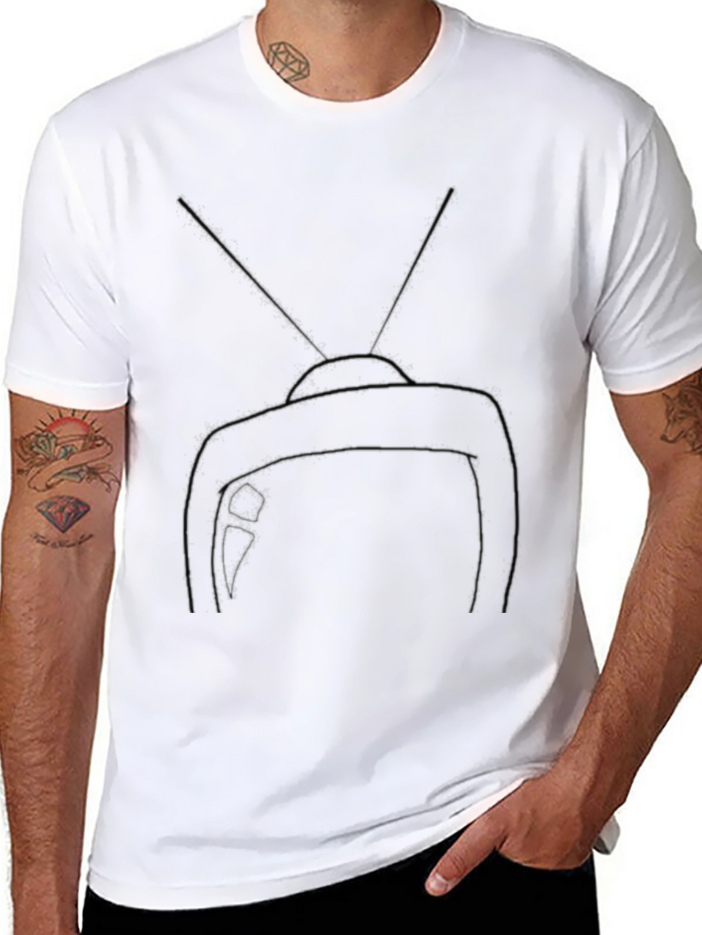 Retro TV Graphic Tee - Black Cotton Blend
