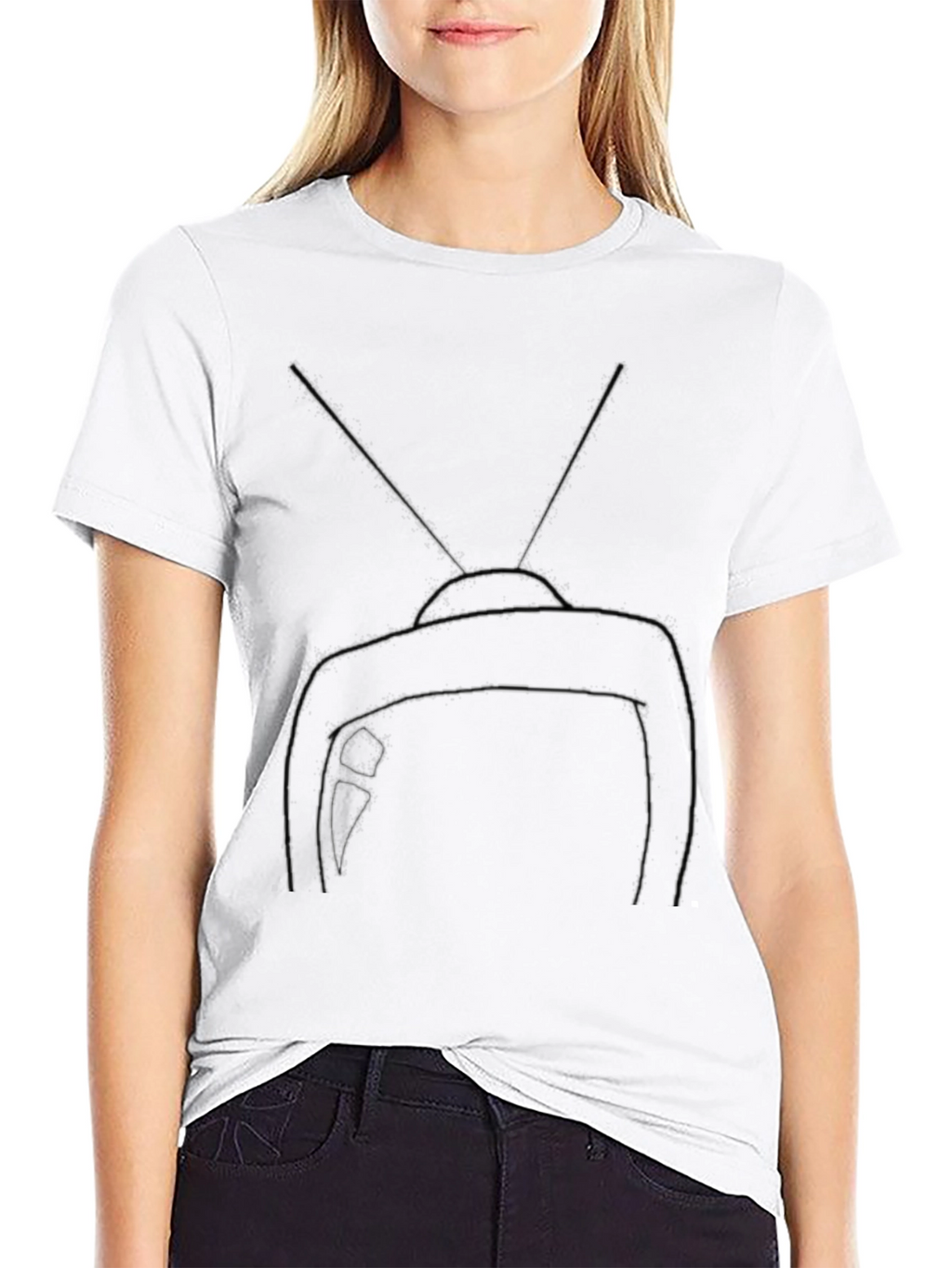 Retro TV Graphic Tee - Black Cotton Blend