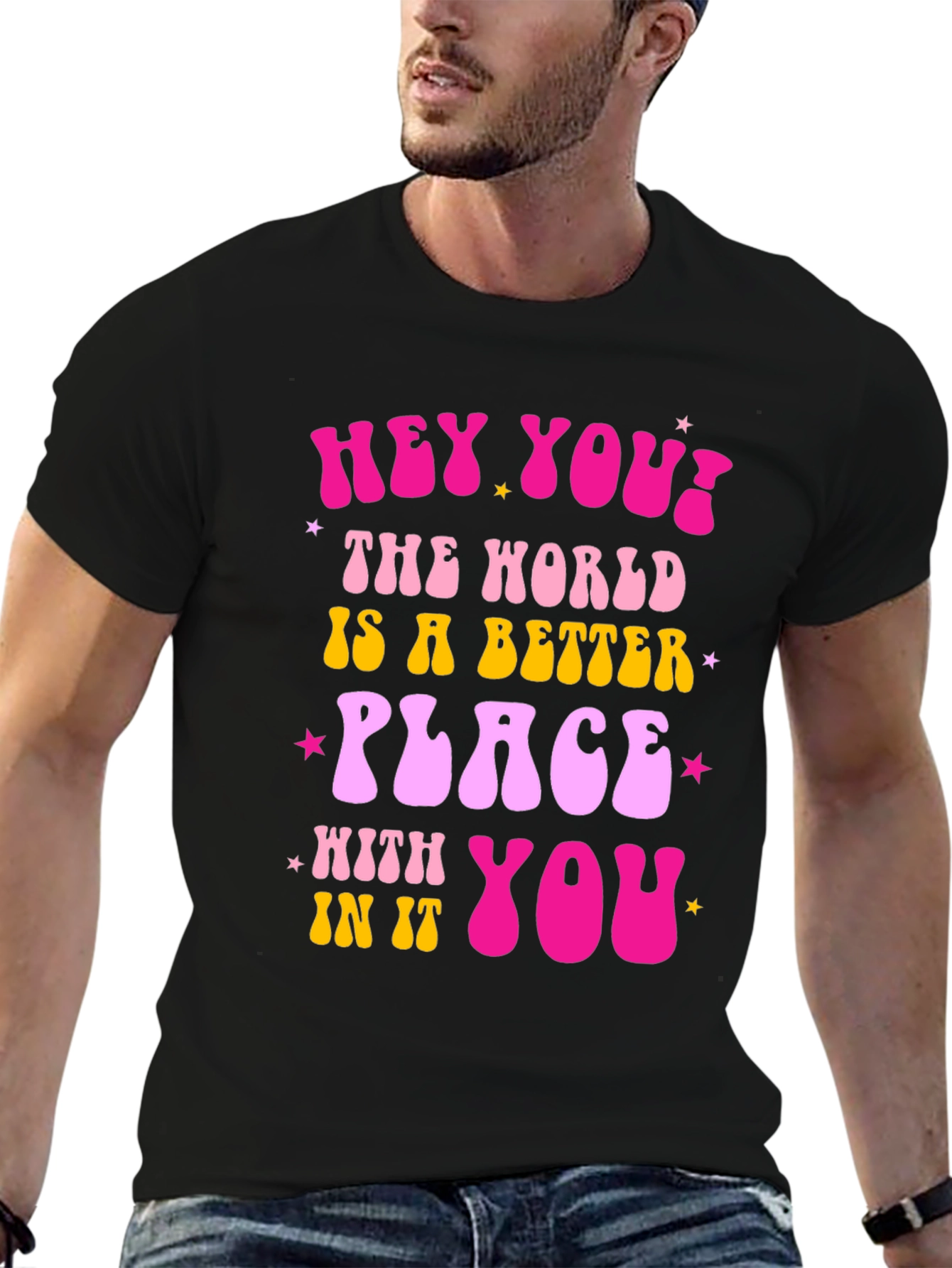 Hey You! Graphic Tee - Positive Vibes Shirt