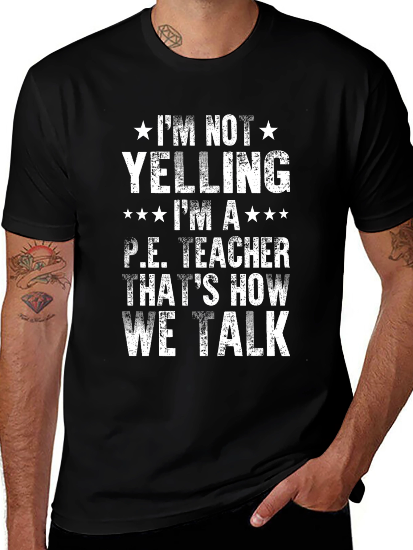 P.E. Teacher T-Shirt - Im Not Yelling Funny Gym Tee