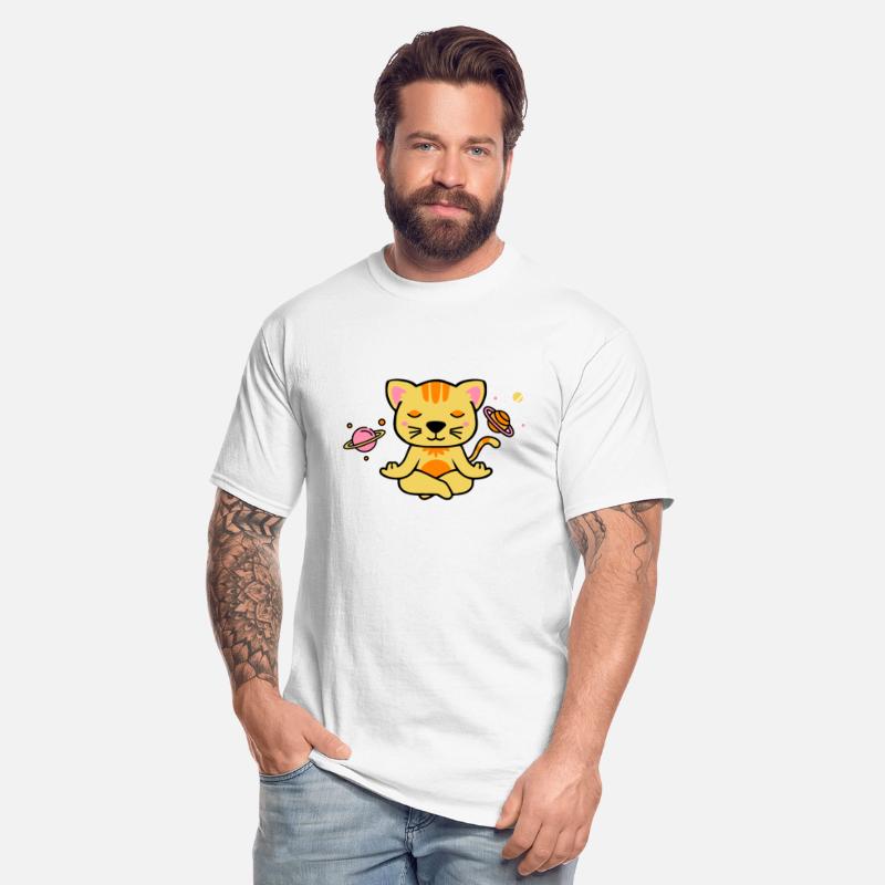 zen yoga cat space meditation planets stars