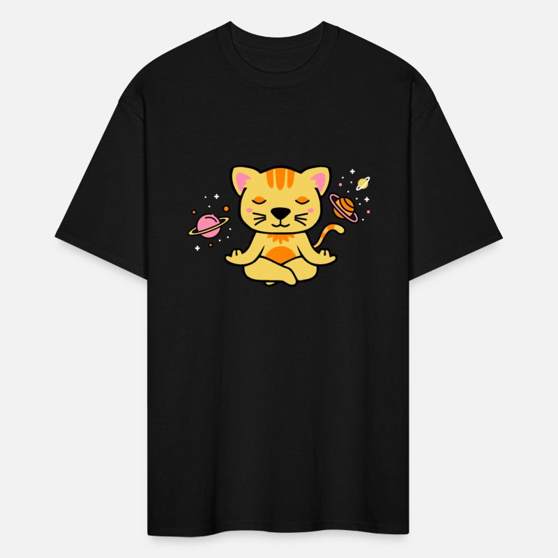 zen yoga cat space meditation planets stars