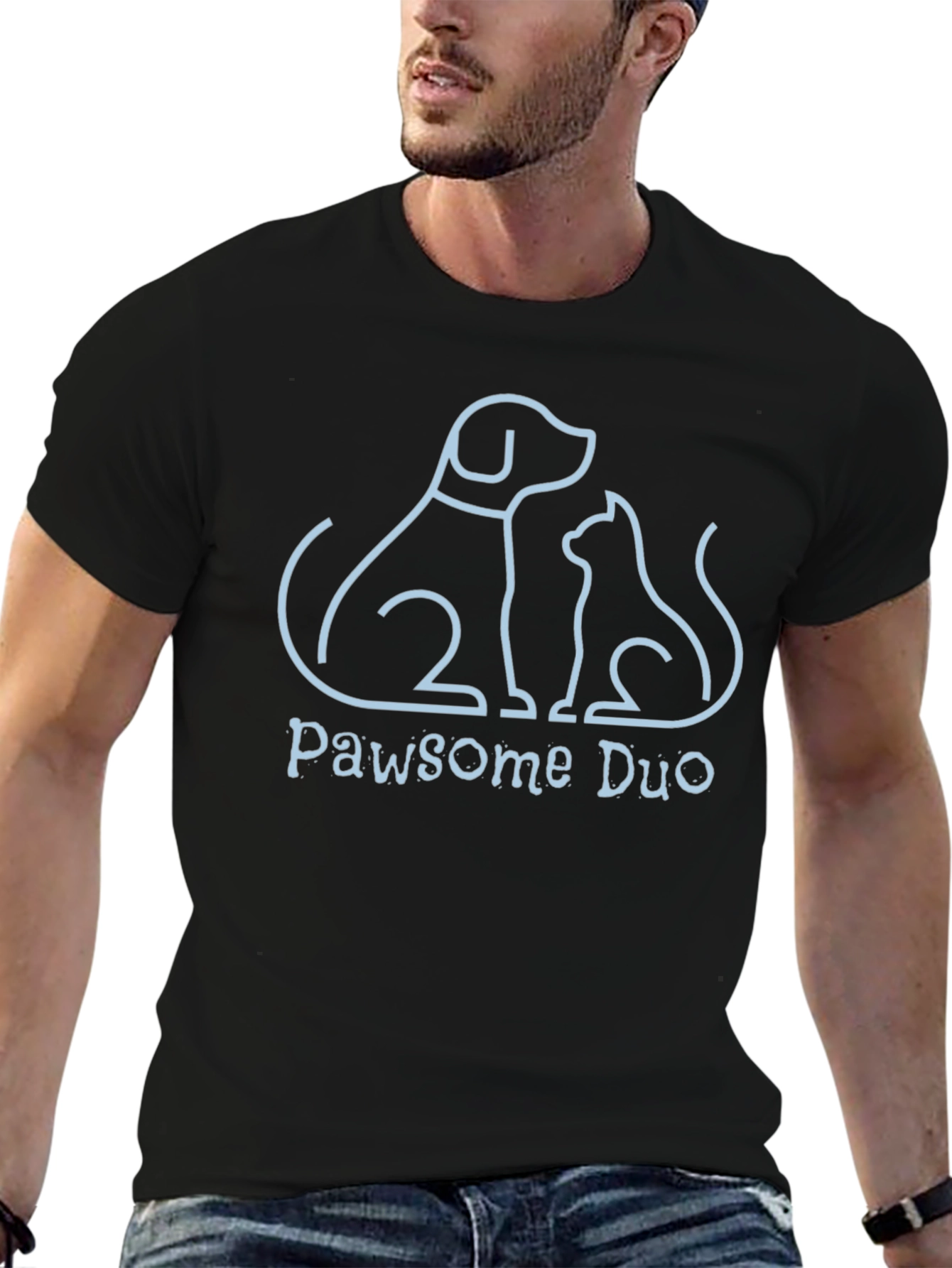 Pawsome Duo Graphic Tee - Dog & Cat Lover T-Shirt