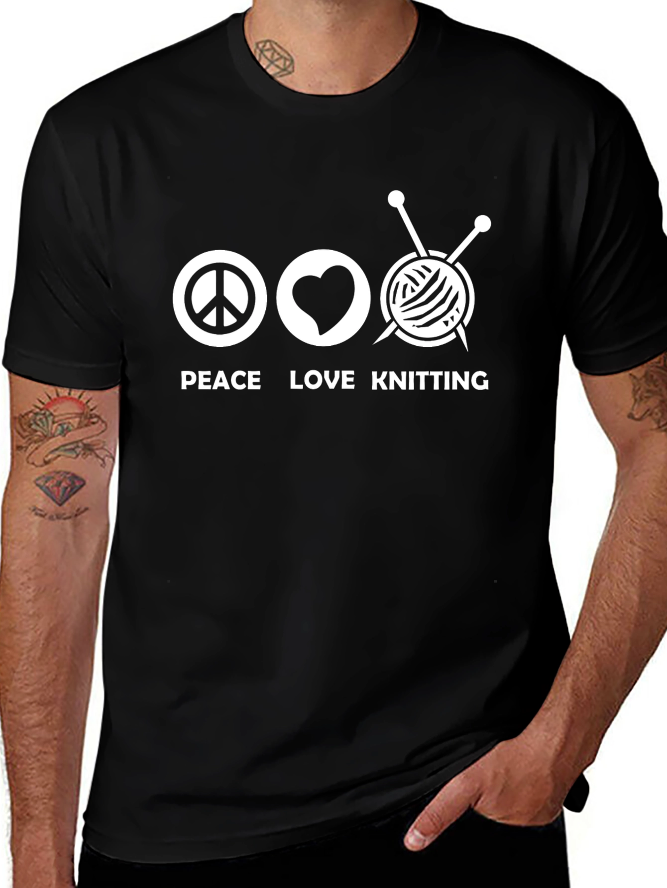 Peace Love Knitting T-Shirt - Knitters Tee