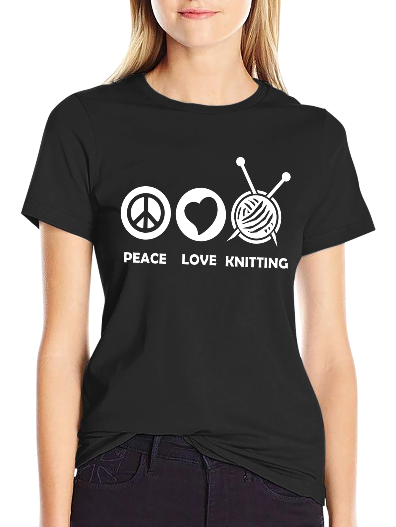 Peace Love Knitting T-Shirt - Knitters Tee