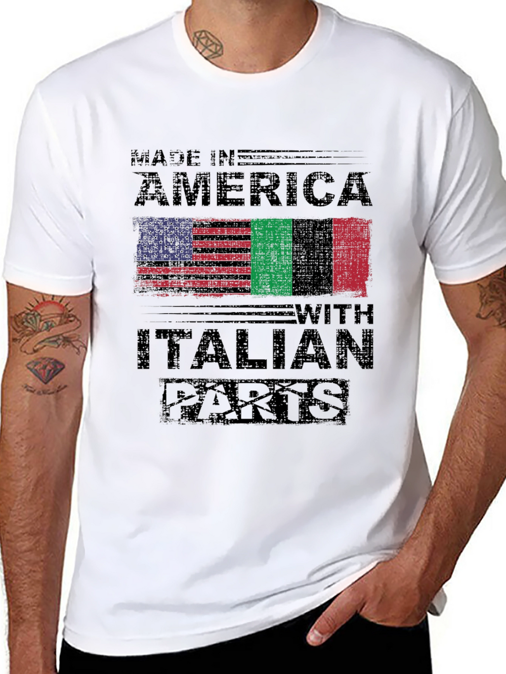 Made In America with Italian Parts Black T-Shirt