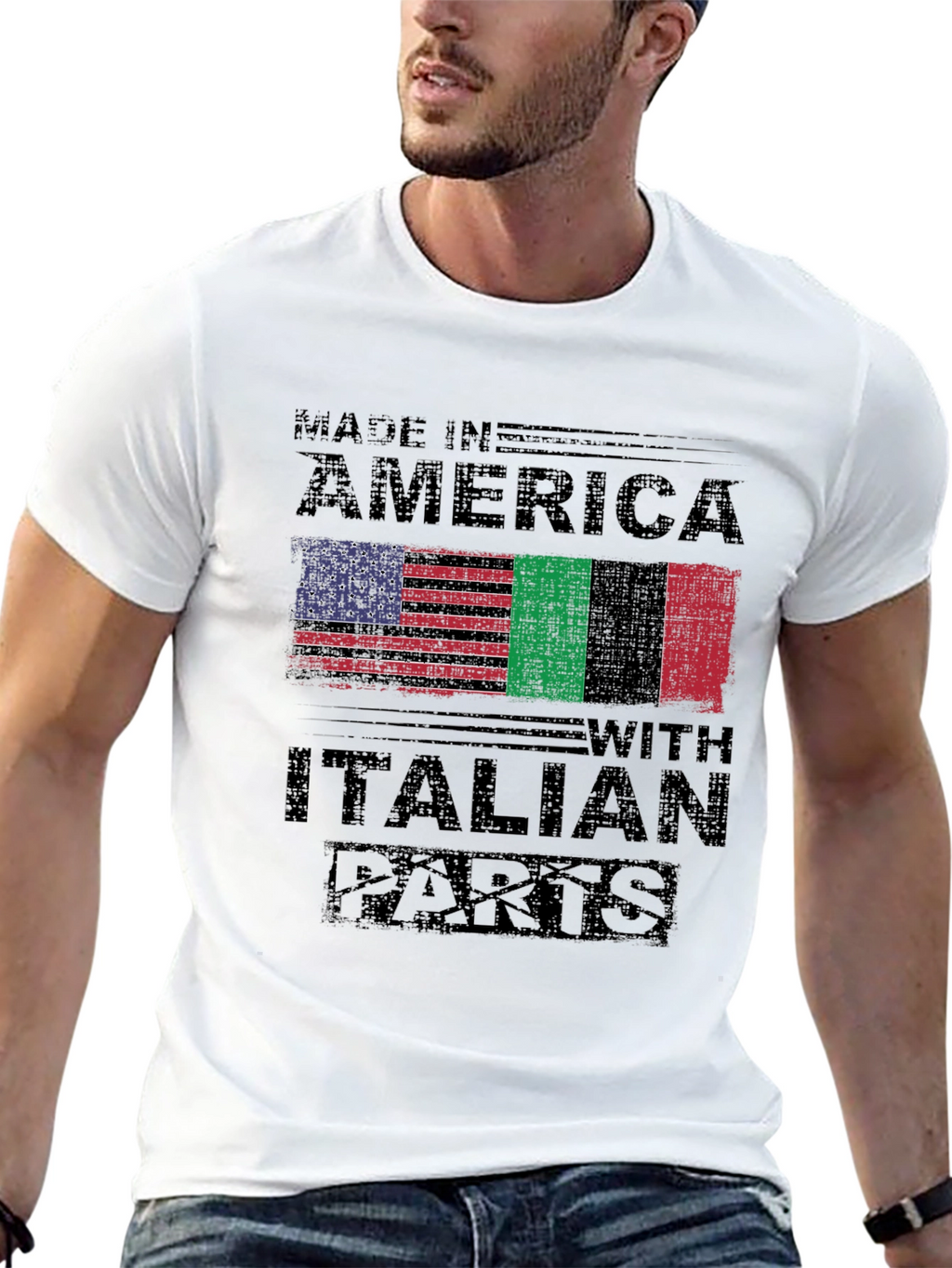 Made In America with Italian Parts Black T-Shirt