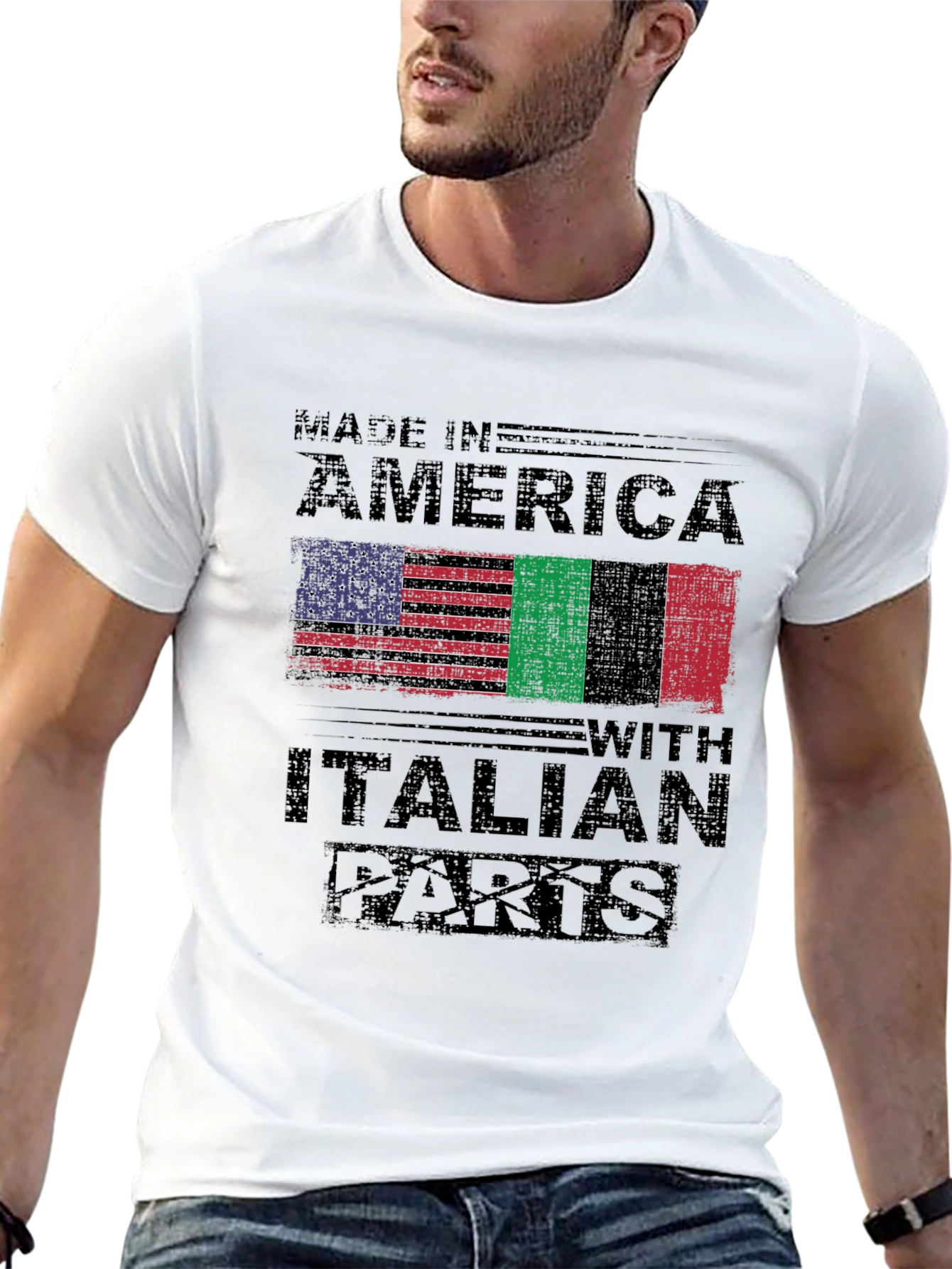 Made In America with Italian Parts Black T-Shirt
