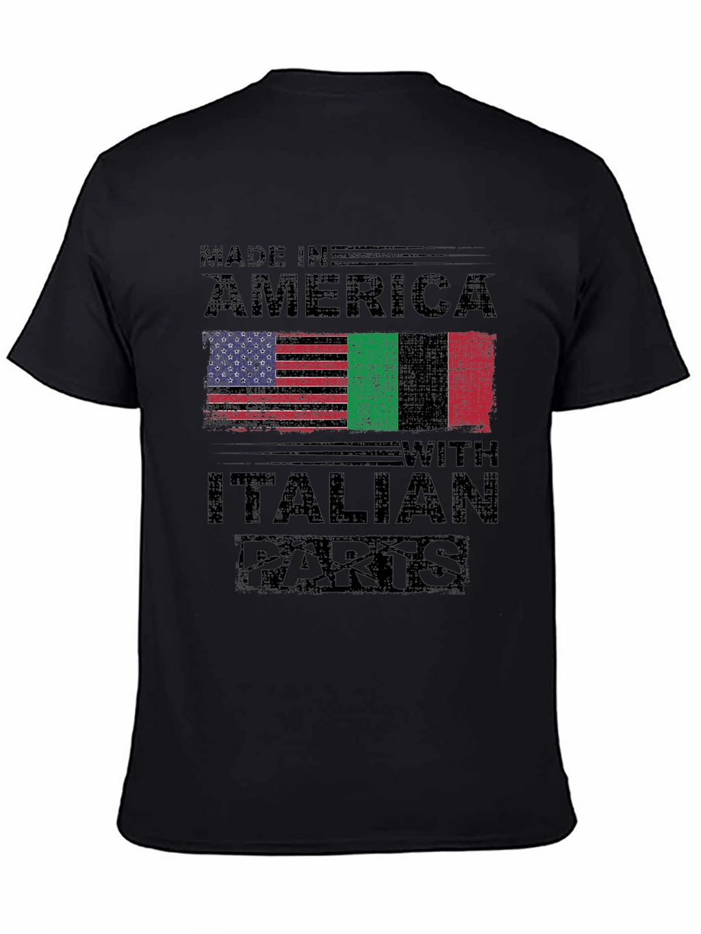 Made In America with Italian Parts Black T-Shirt