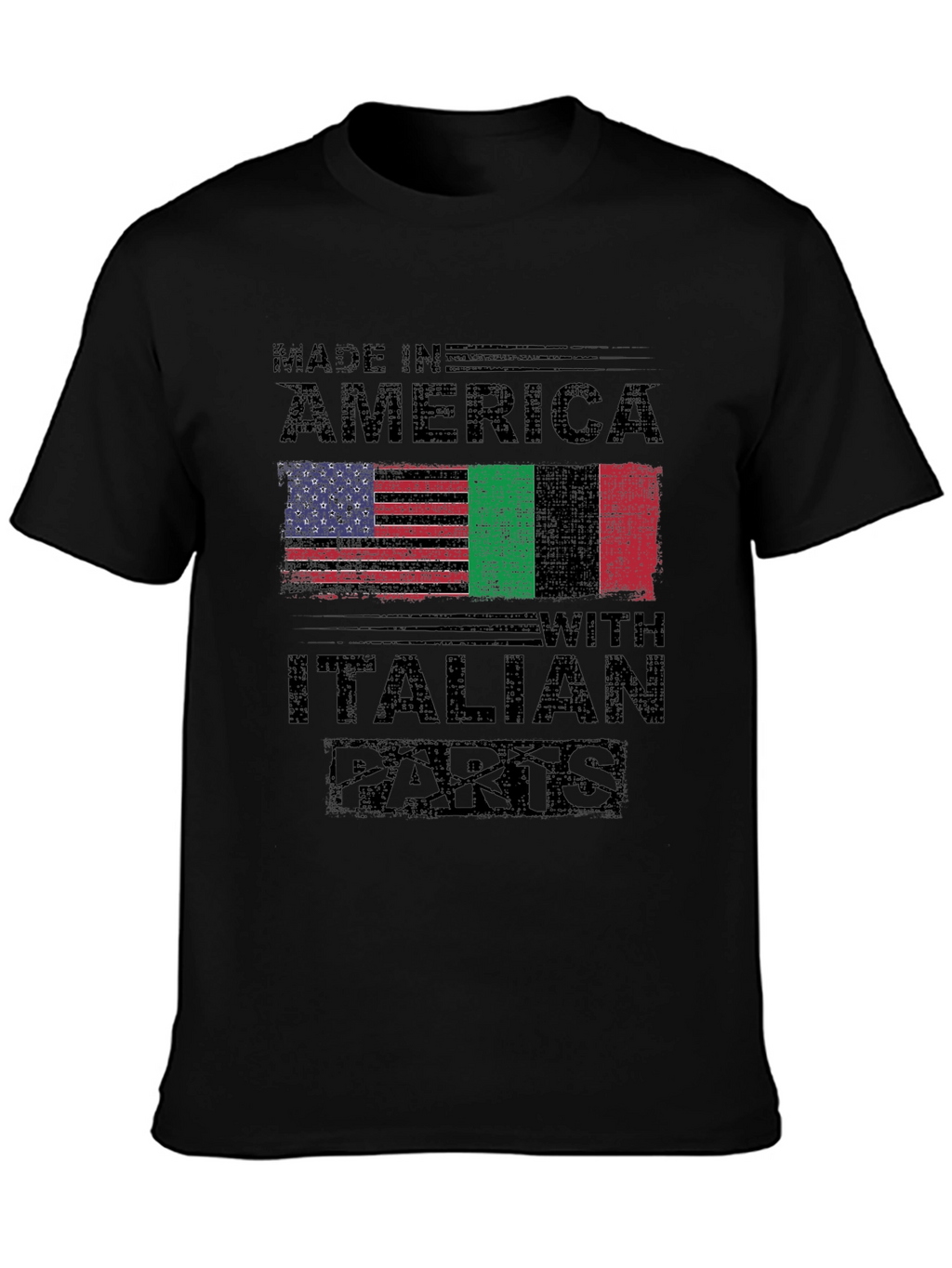 Made In America with Italian Parts Black T-Shirt