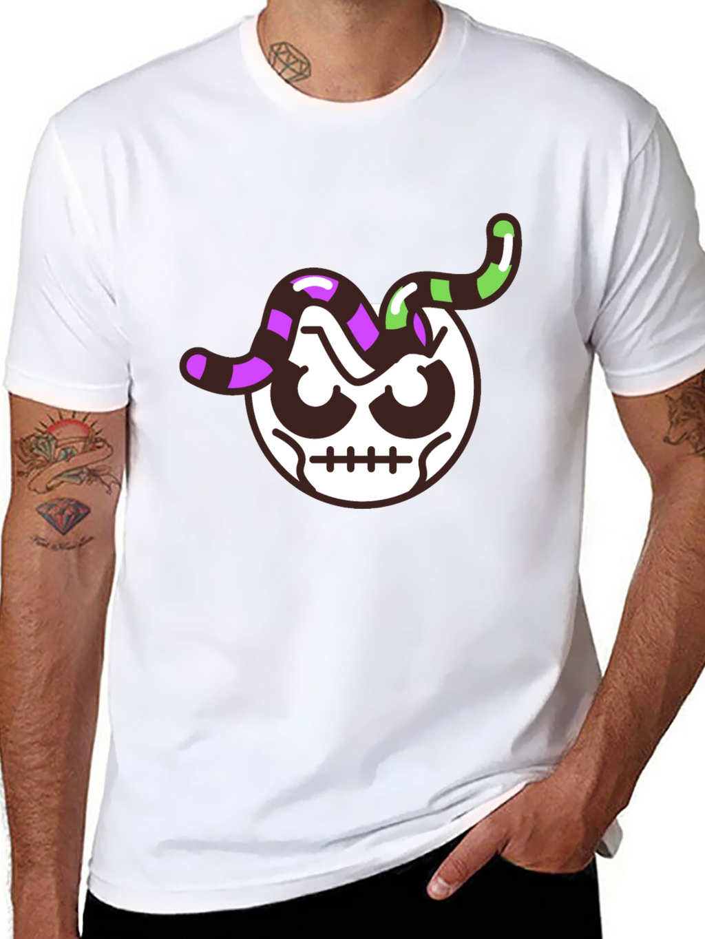 Skull Worm T-Shirt - Mens Black Graphic Tee
