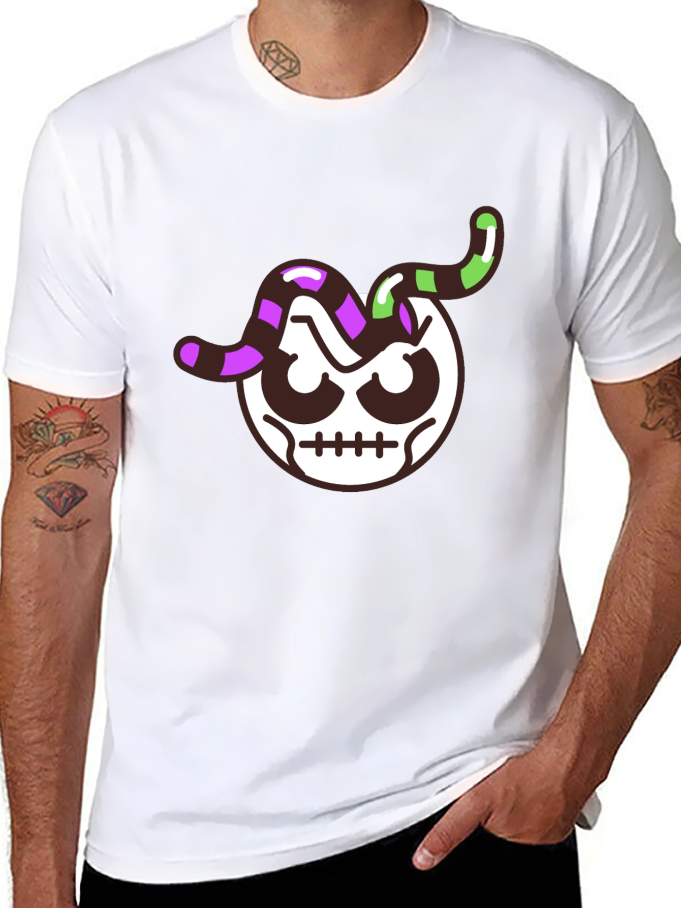 Skull Worm T-Shirt - Mens Black Graphic Tee