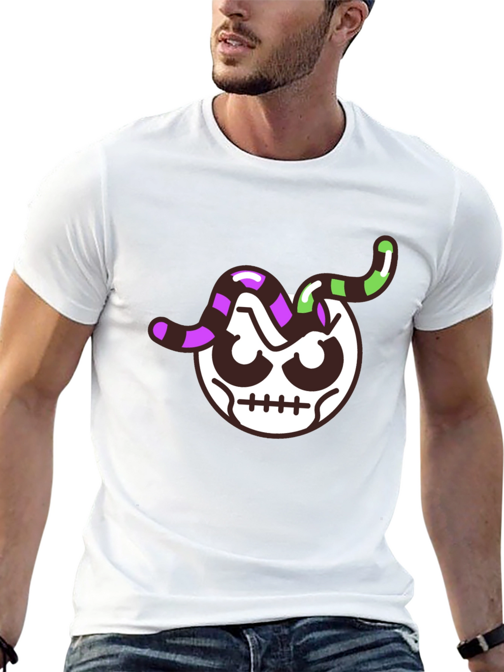 Skull Worm T-Shirt - Mens Black Graphic Tee