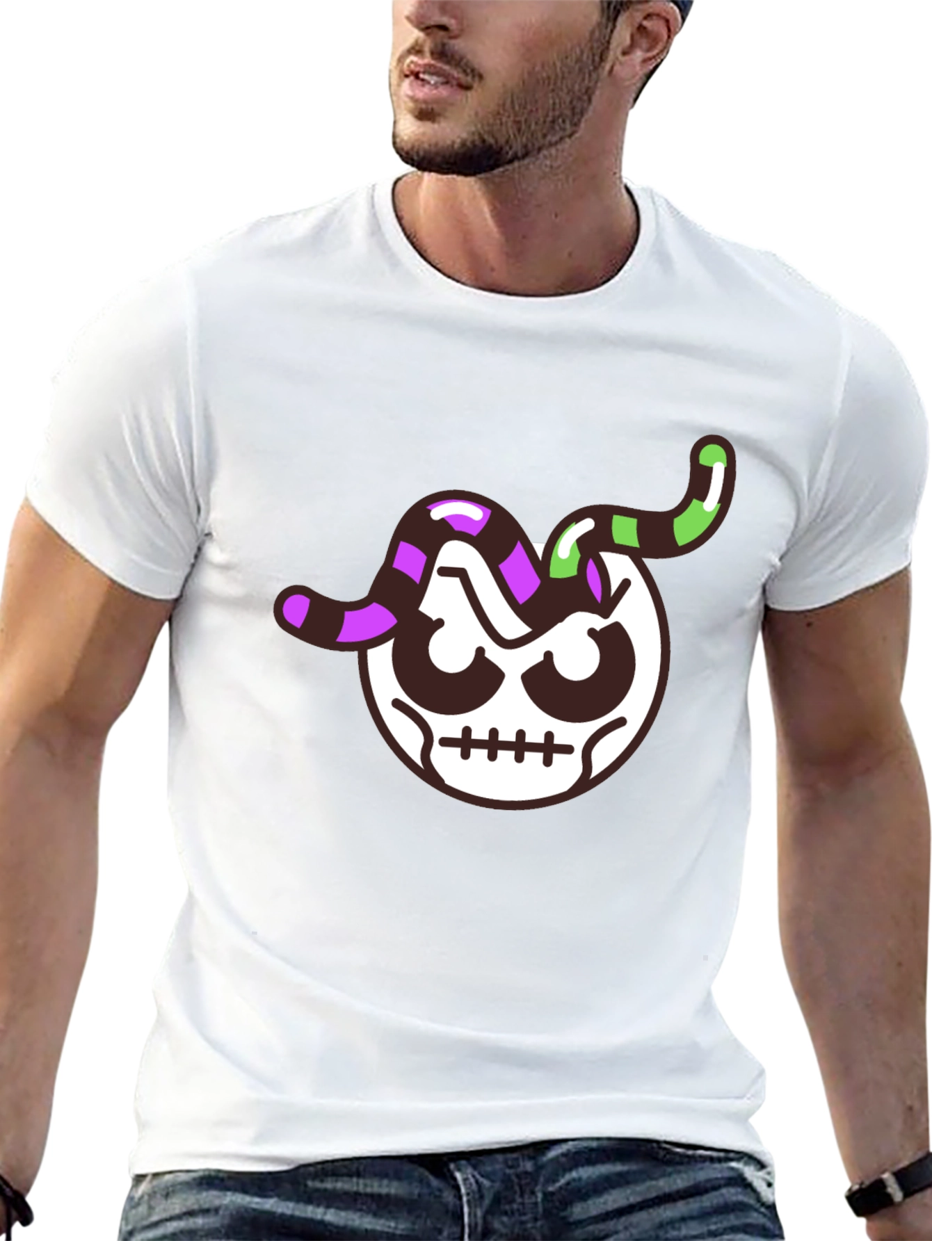 Skull Worm T-Shirt - Mens Black Graphic Tee