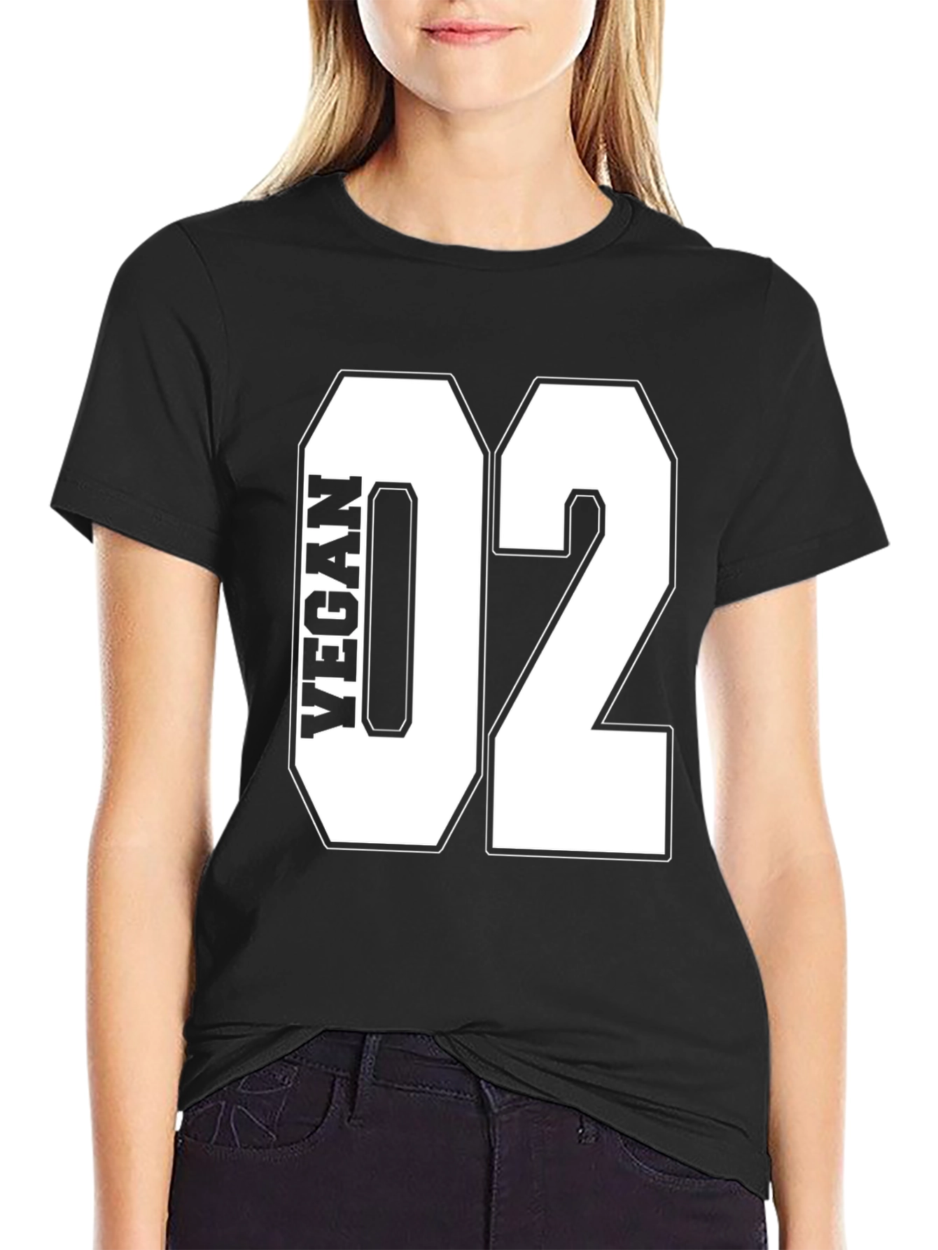 Vegan 02 T-Shirt - Black Cotton Tee