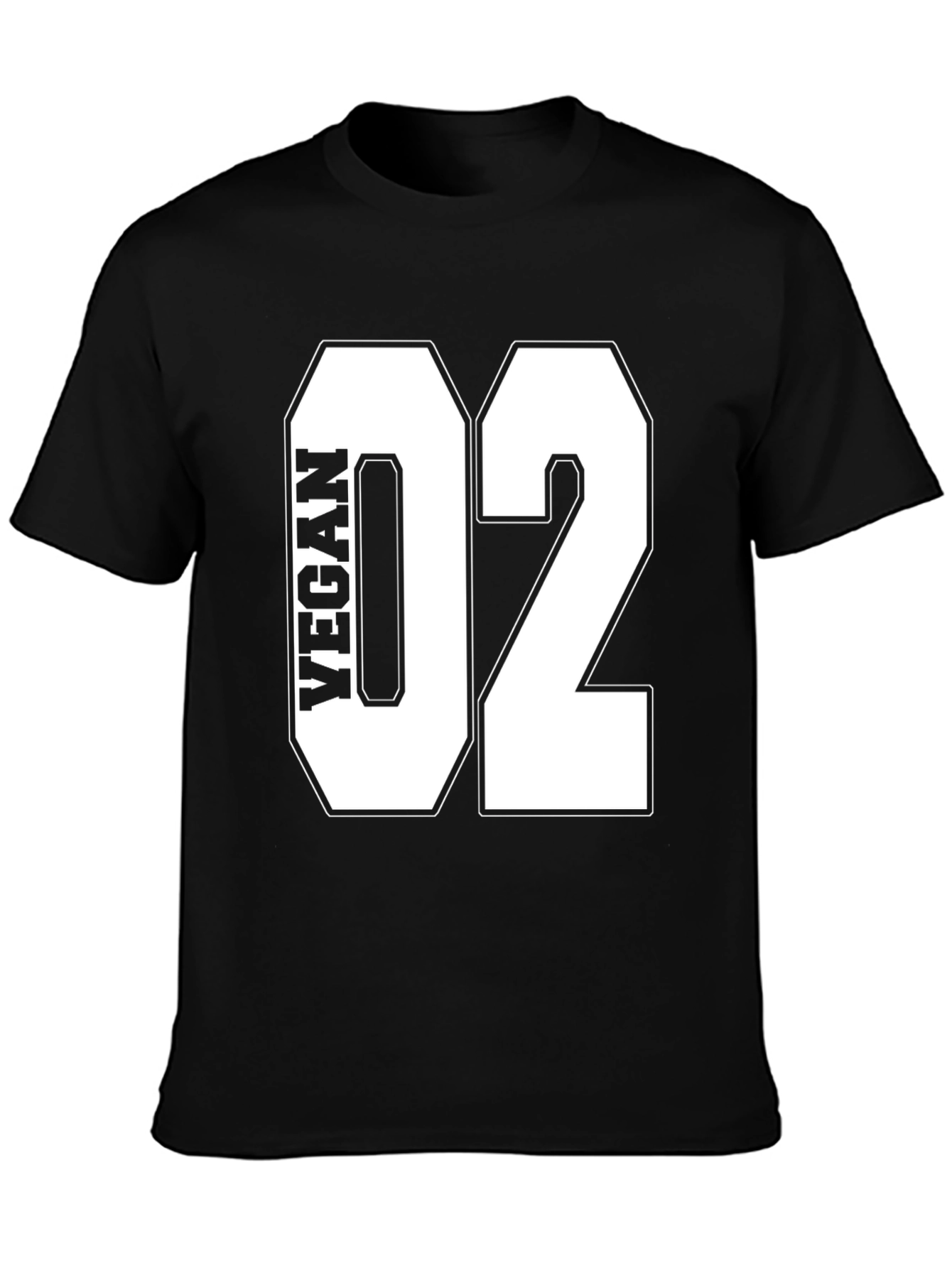 Vegan 02 T-Shirt - Black Cotton Tee