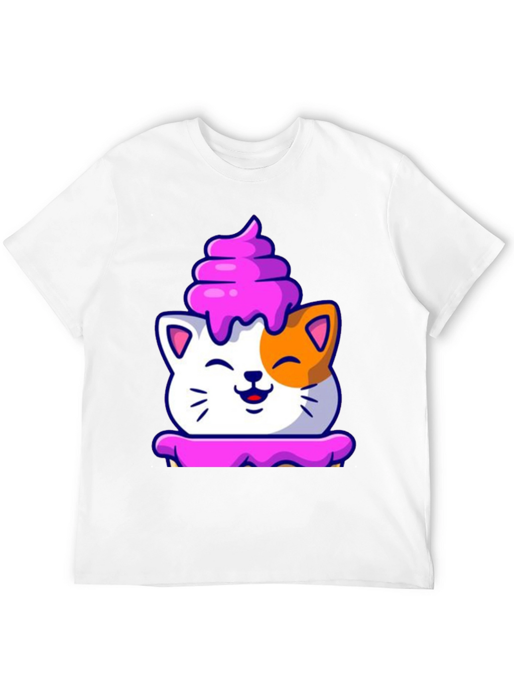 Cute Cat Cupcake Graphic Tee - Black