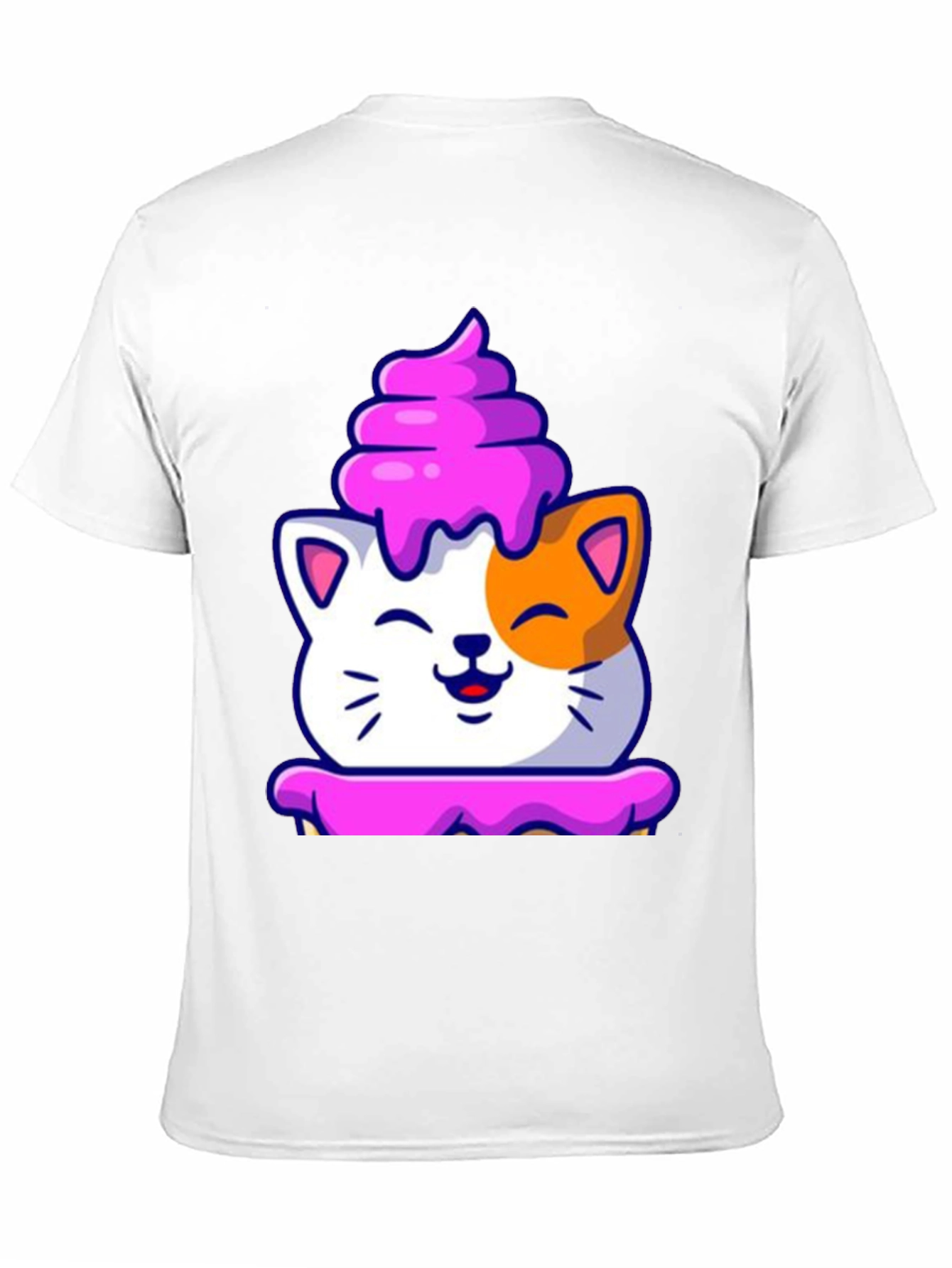 Cute Cat Cupcake Graphic Tee - Black