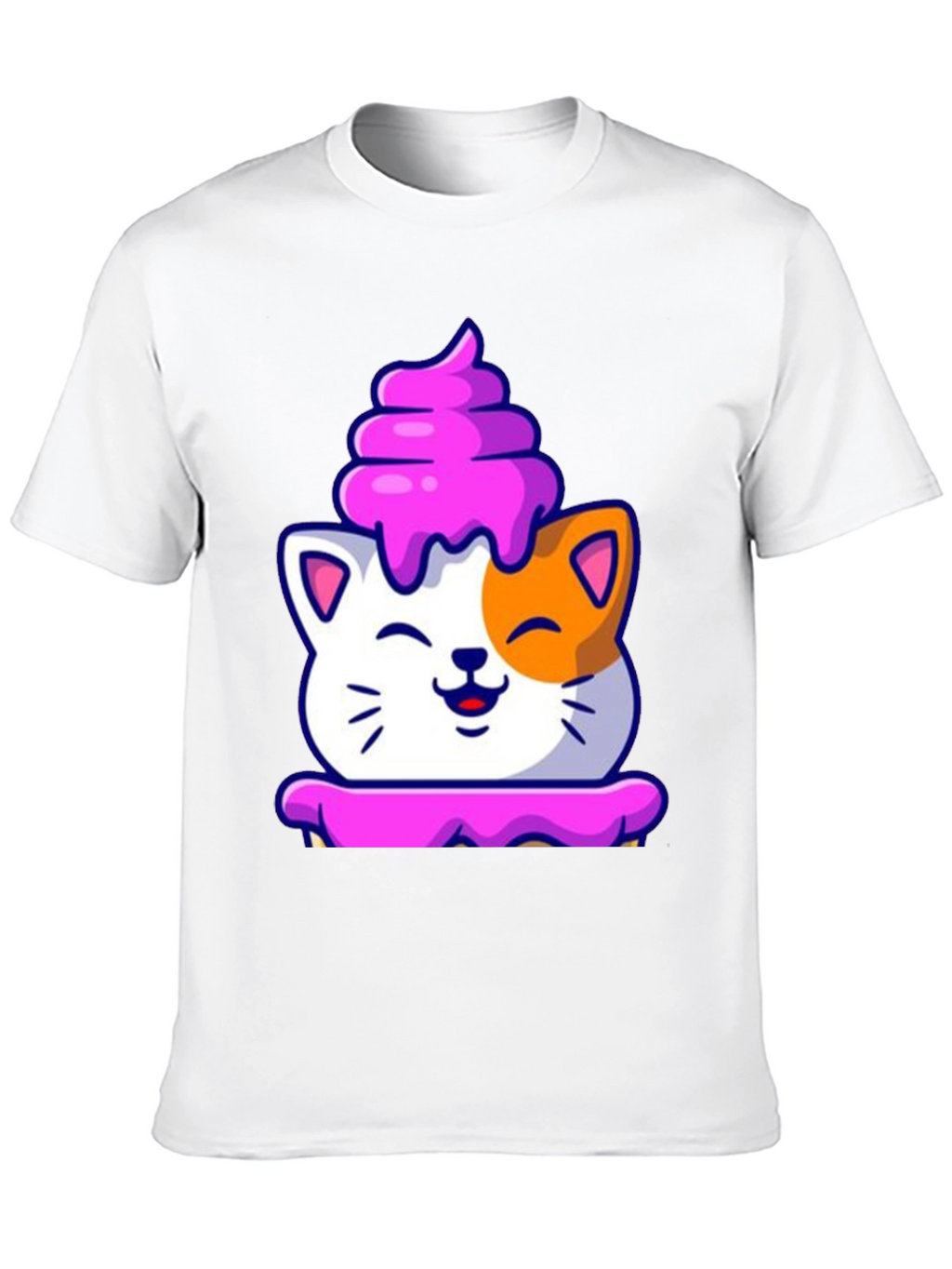 Cute Cat Cupcake Graphic Tee - Black